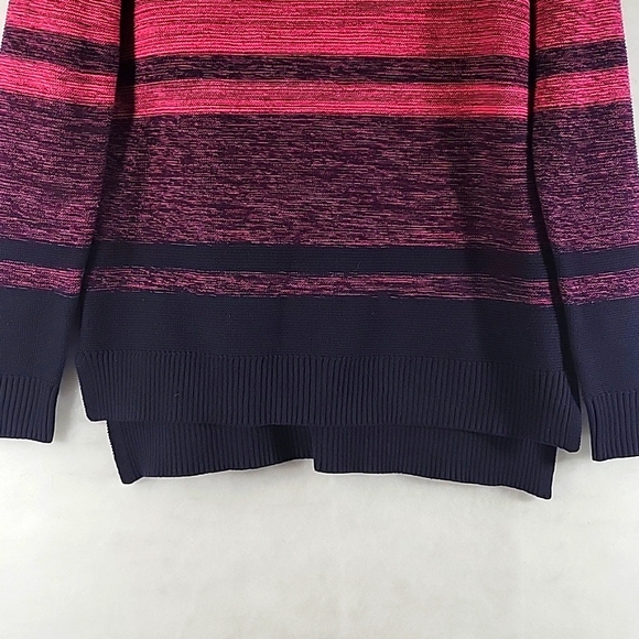 LIZ CLAIBORNE Ombre Hot Pink to Navy Blue Rounded Neckline Long Sleeve Sweater L - Picture 6 of 7
